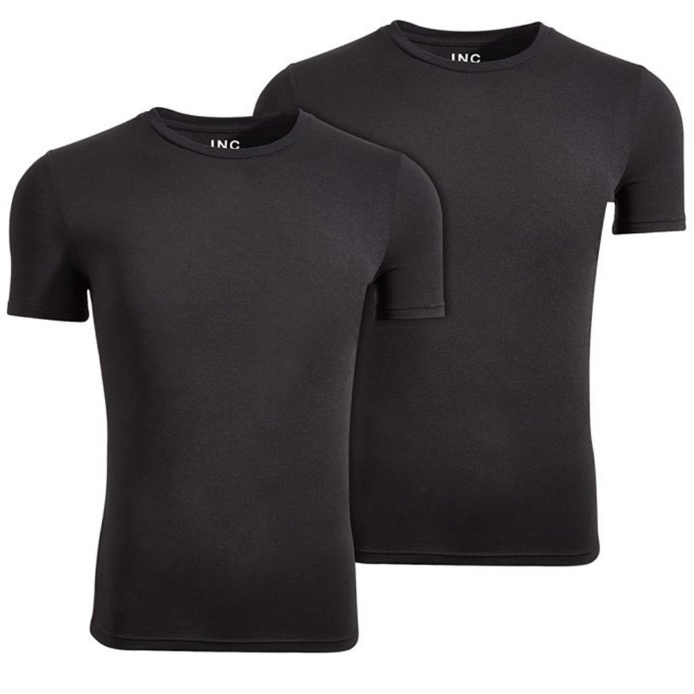 (New) Pack of 2 - Men's Solid T-Shirts – Black – size Large